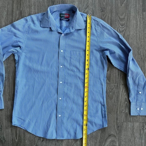 2- Peter England Slim Fit Dress‎ Shirts Casual Plaid Size 39 EUC Blue Red White - Picture 11 of 11